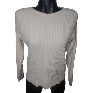 Jeanne Pierre Women's Cream Colorer Crew Neck Cable Knit Sweater L